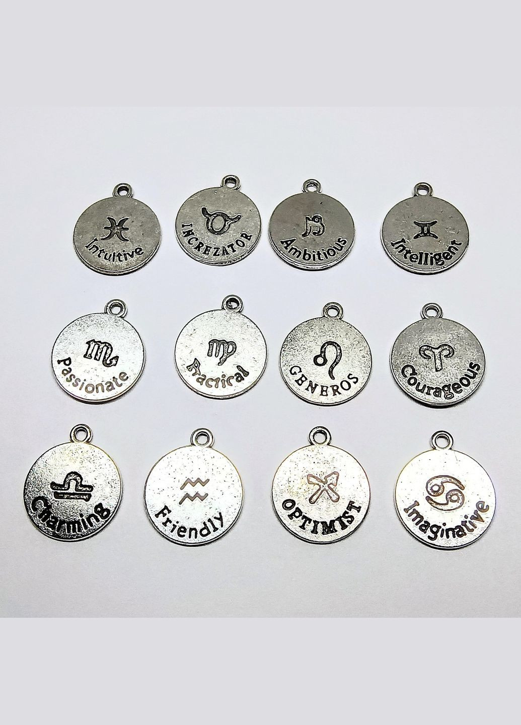 Подвески металлические Кулоны знаки зодиака Античное серебро 20 мм x 17 мм Набор 12 шт Finding (316251685)