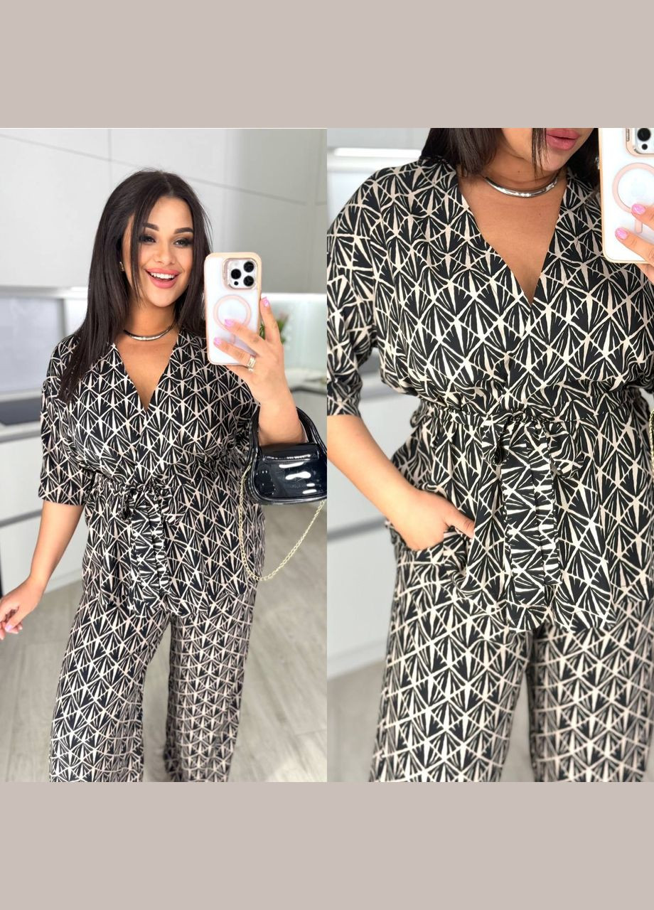 Костюм штапель,кофта на запах та штани із кишенями No Brand (329421977)