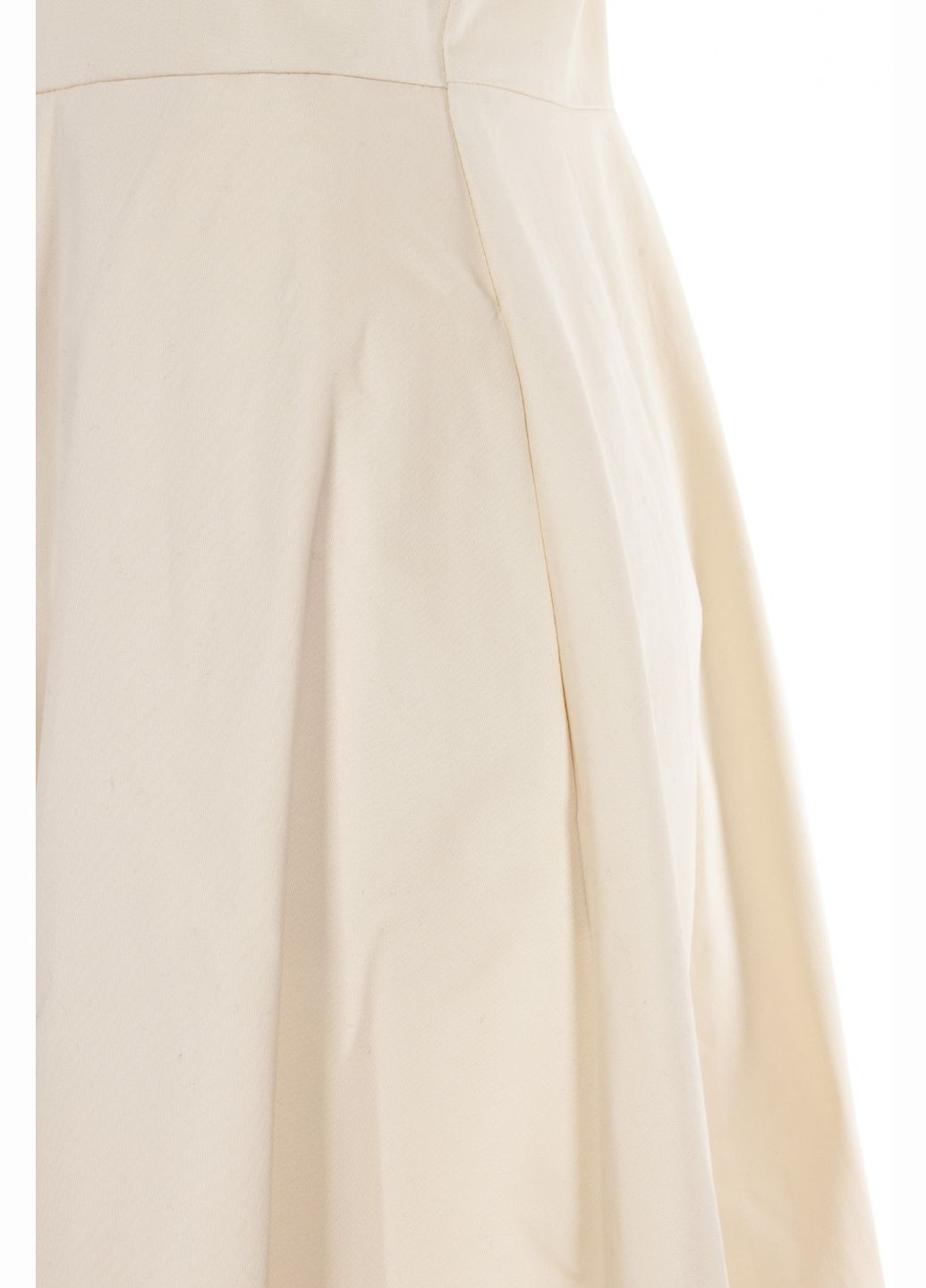 Молочное праздничный женское платье меди с горловиной и карманами (ll205120011) LadyLike