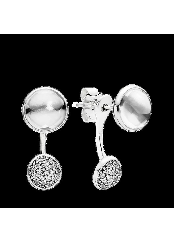 Серебряные серьги-кольца Пандора "Мерцающие капли" 290728CZ Kabluchka (355348300)