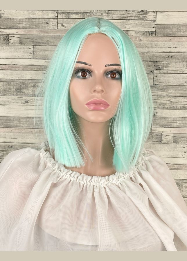 Перука бірюзова каре пряма з проділом без чубчика жіноча для жінок зі штучного волосся No Brand 1871 (316322735)