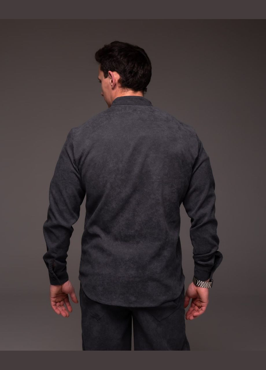 Темно-серая классическая, повседневный, кэжуал рубашка однотонная Vakko