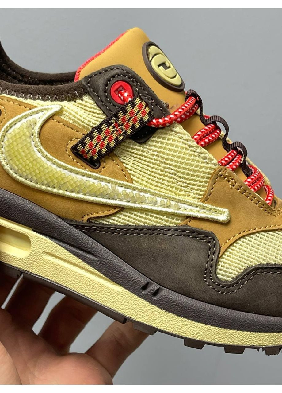 КРОССОВКИ ЖЕНСКИЕ NIKE AIR MAX 1 TRAVIS SCOTT CACTUS JACK BAROQUE BROWN НАЙК АИР МАКС No Brand бежевые демисезоны (367177812)