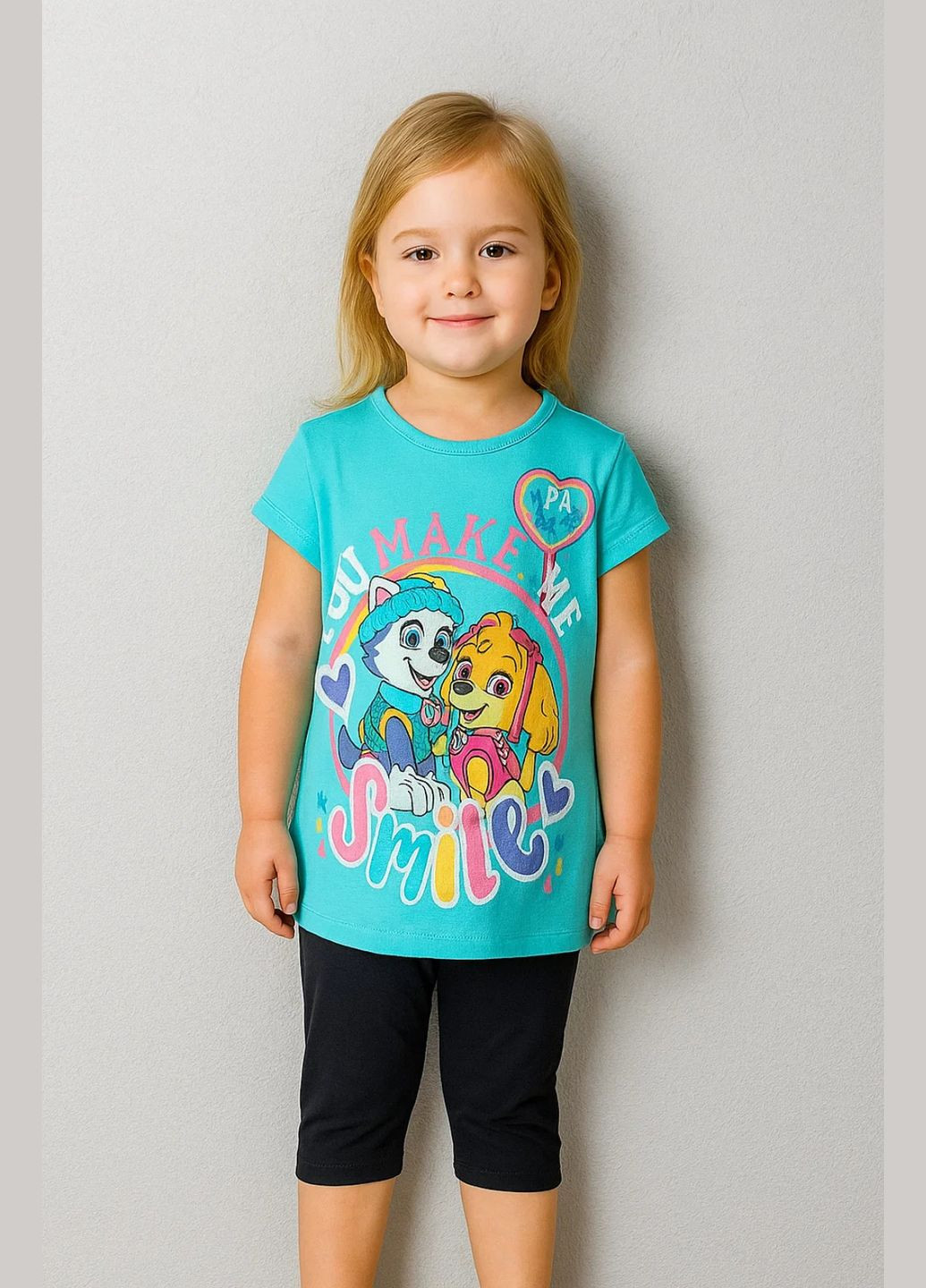 Блакитний літній комплект (футболка, шорти) paw patrol (щенячий патруль) ue2301243 Disney Футболка+шорти ( велосииедки)