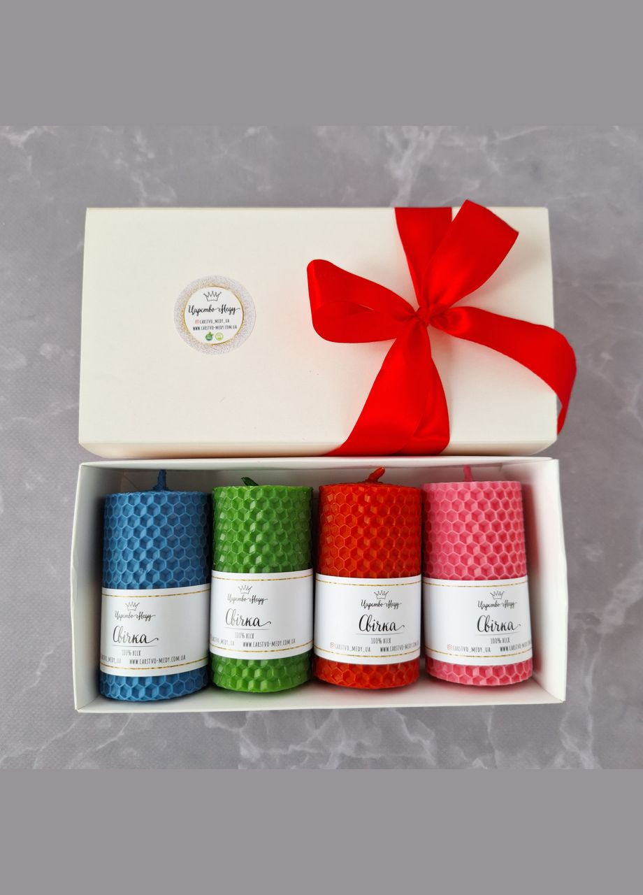 Подарунок вчителю, набір свічок ручної роботи у подарунковій коробочці. Яскраві. Царство Меду (324627829)