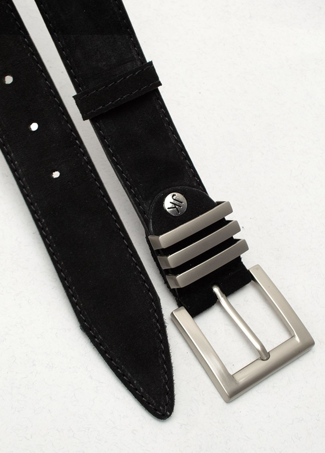 Ремінь жіночий замшевий -4066 чорний зі сріблястою пряжкою (120 см) JK (316061898)