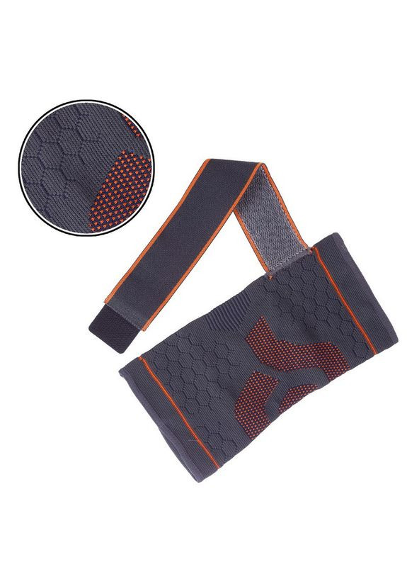 Налокотник эластичный с фиксирующим ремнем (1шт) ST-963 (полиэстер, спандекс, латекс, силикон, р-р L-XL, серо-оранжевый) SIBOTE (361433708)