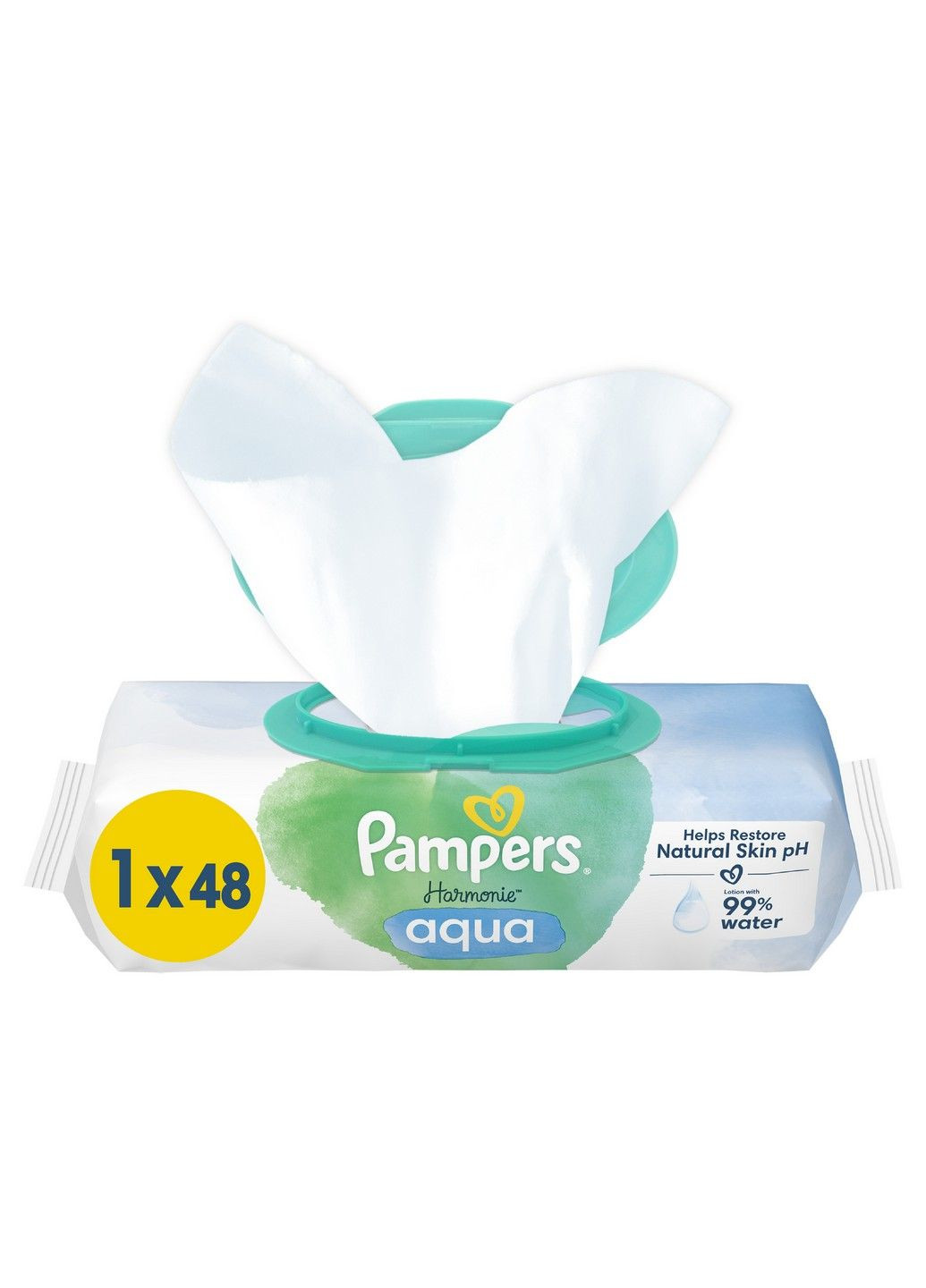 Дитячі вологі серветки Harmonie Aqua, 48 шт Pampers (304419209)