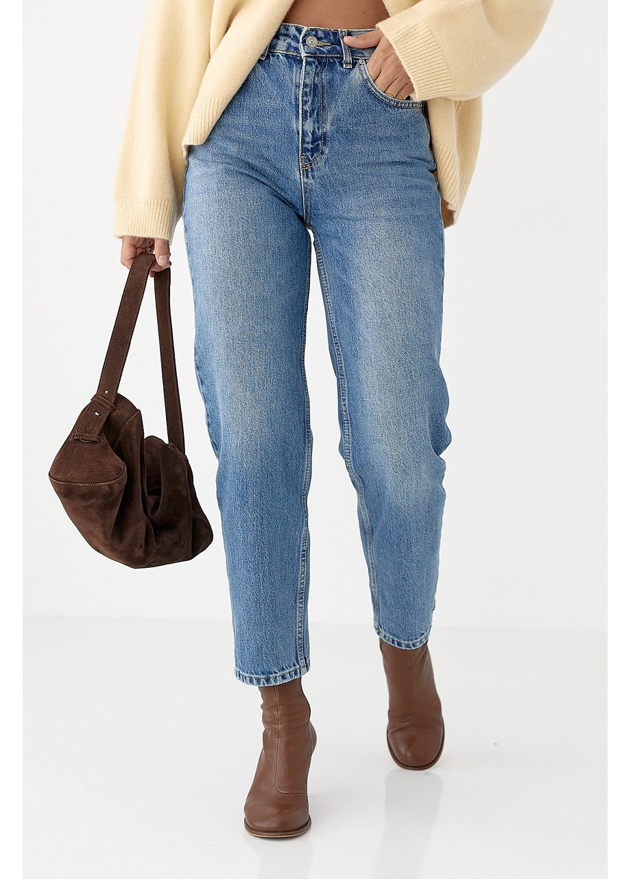 Мом-джинсы с высокой посадкой - синий цвет Lurex - (361056617)