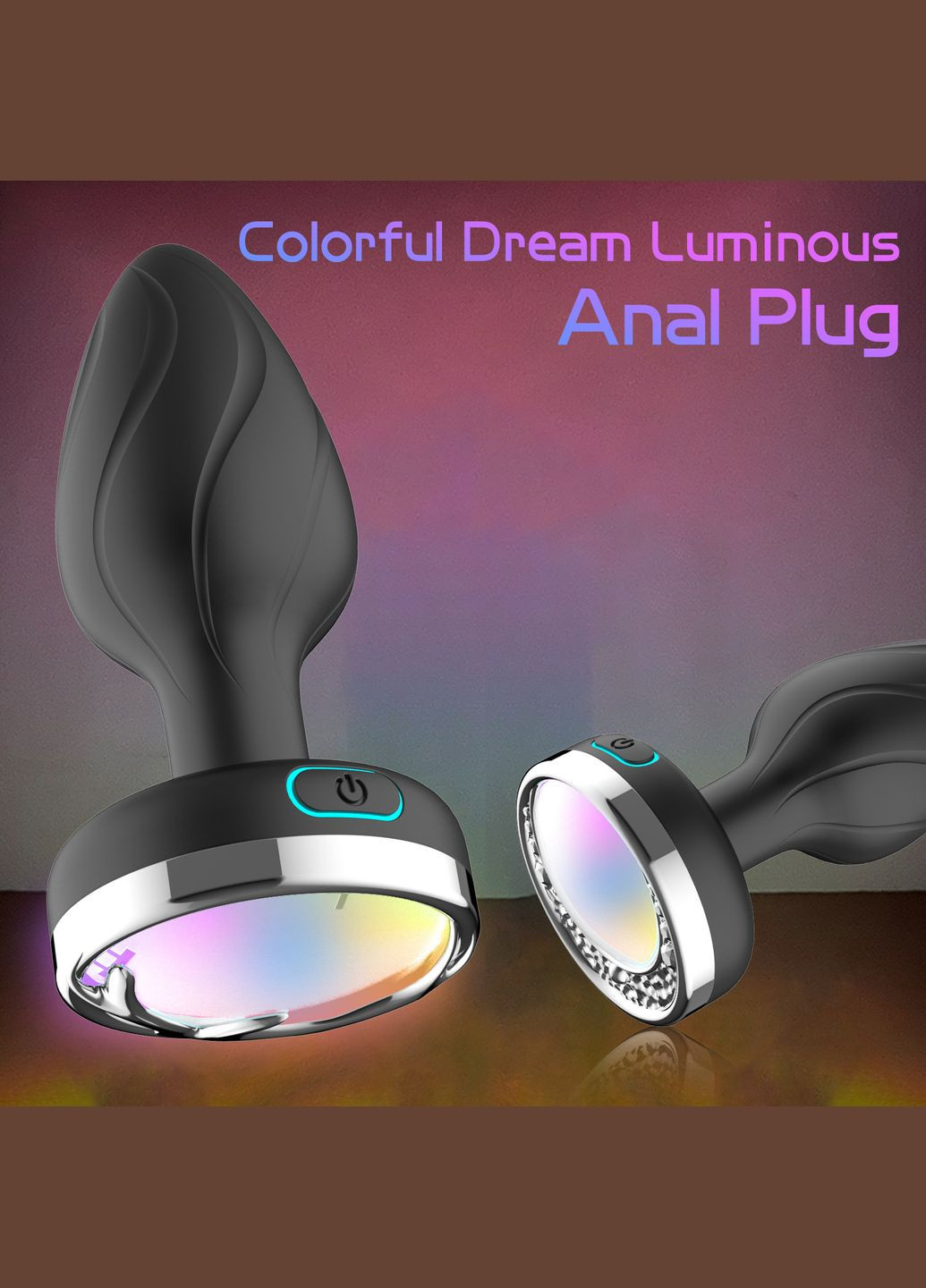 Анальный вибромассажер черный с подсветкой и дистанционным управлением, 10 см No Brand (315725449)