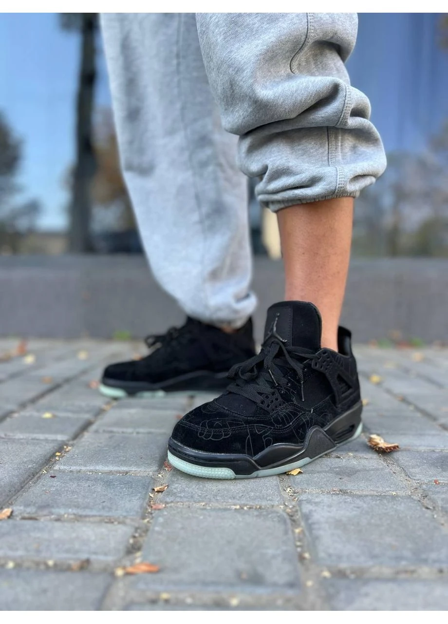 КРОСІВКИ ЖІНОЧІ NIKE AIR JORDAN RETRO 4 KAWS BLACK НАЙК АІР ДЖОРДАН No Brand чорні демісезони (369387235)