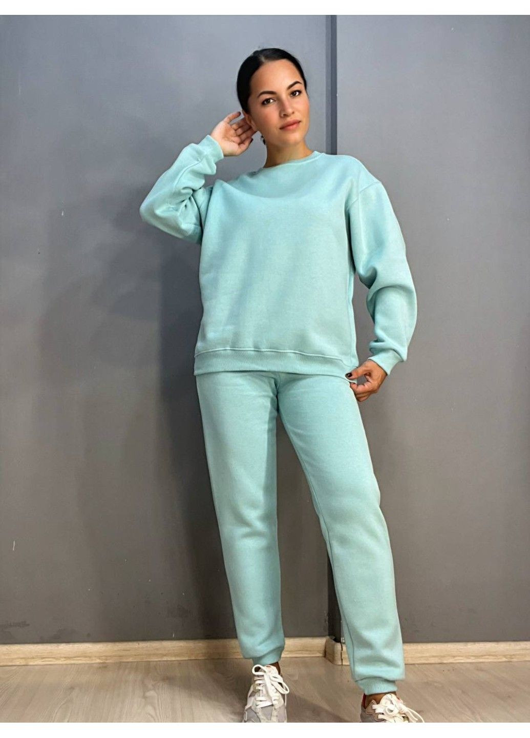Брюки жіночі 24-13 спортивні штани джоггери резинка на талії утеплені PEPPER MINT (304548477)