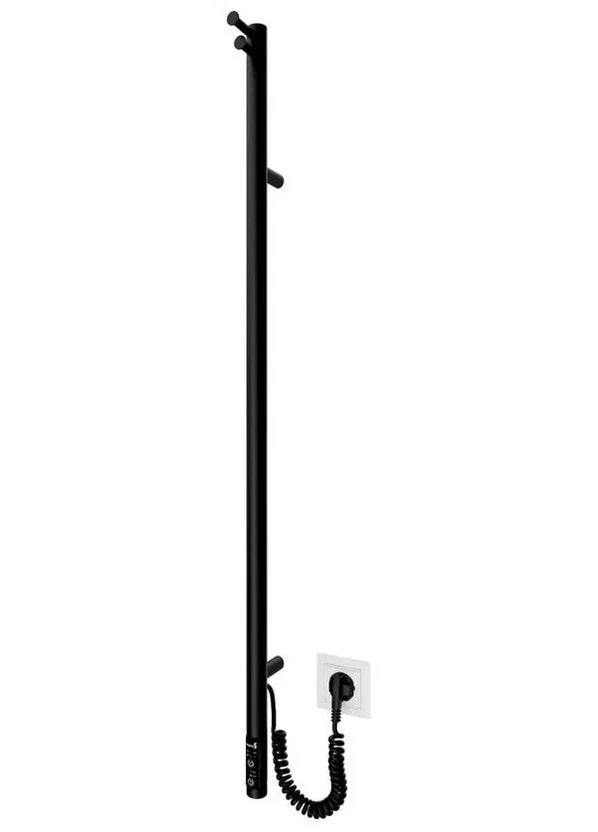 Полотенцесушитель электрический Рей-И, 1500x30x130мм, таймер-регулятор, нерж.сталь, черный матовый Mario (398909113)