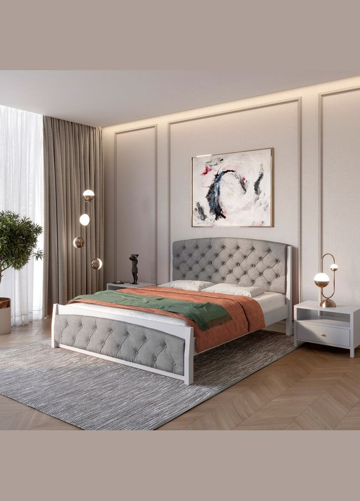 Односпальне дерев'яне ліжко Мехіко (RAL7040)/Аляска 93 (Сірий) 80х190 см (MBG-12273) Mebigrand (366083589)