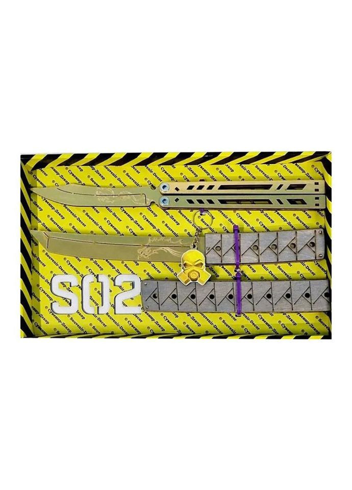 Набір ножів сувенірних дерев'яних SO-2 "МЕТЕЛЬ LEGASY & TANTO ЯКУДЗА GOLD" SO2-4-B No Brand (330606888)