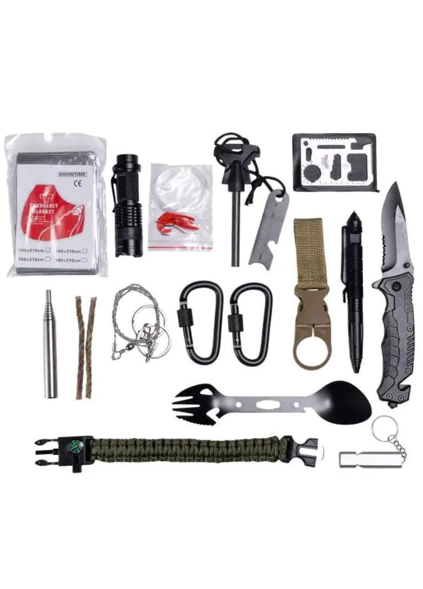 Туристический набор для выживания в пластиковом чехле 20х11х5.5 см походный набор инструментов Jooki (360921318)