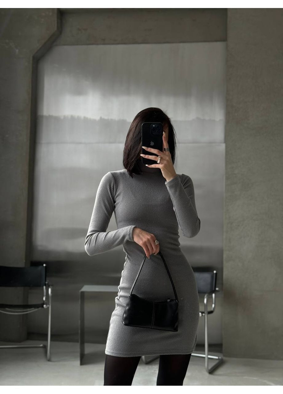 Серое повседневный платье женское Гермес однотонное