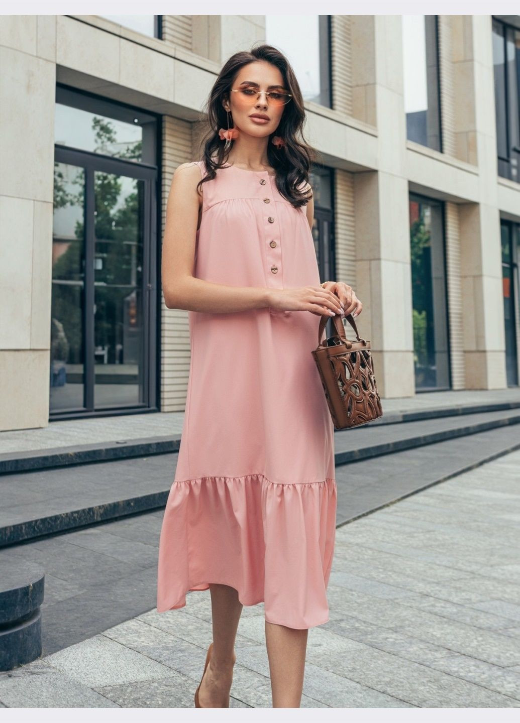 Рожева кежуал сукня вільного крою рожевого кольору Dressa однотонна