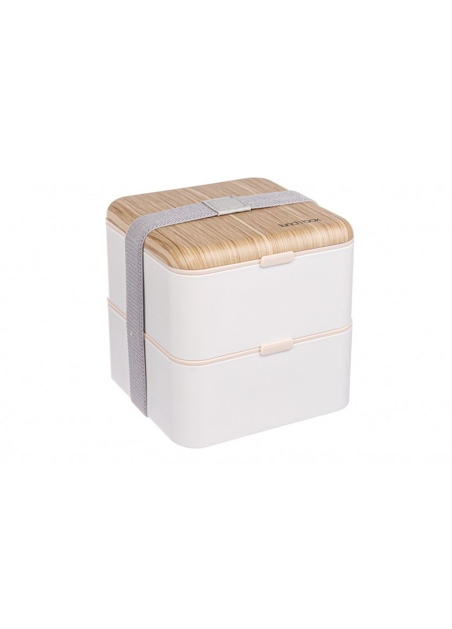 Ланч-бокс двоярусний з ложкою та паличками 1400 мл бежевий (64-21-816) Laprida (349823986)