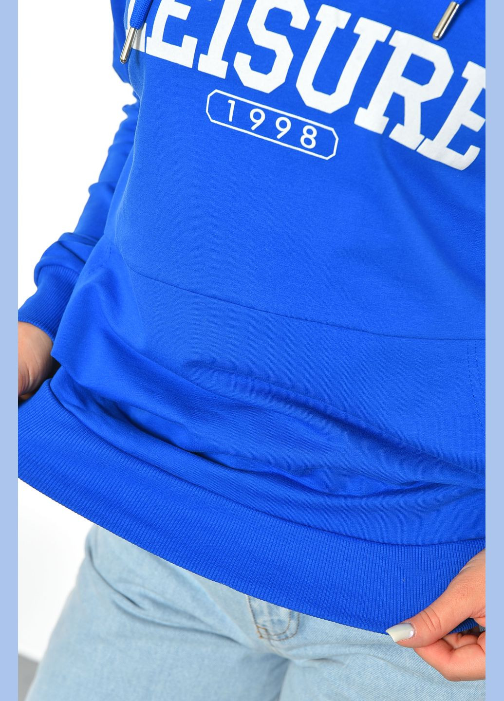 Синий худи женское синего цвета Let's Shop однотонный без декора (303899254)