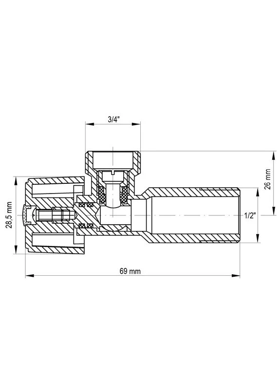 Кран для подключения сантехприборов 1/2x3/4 () (KR0102) KOER KR.511 (388591551)