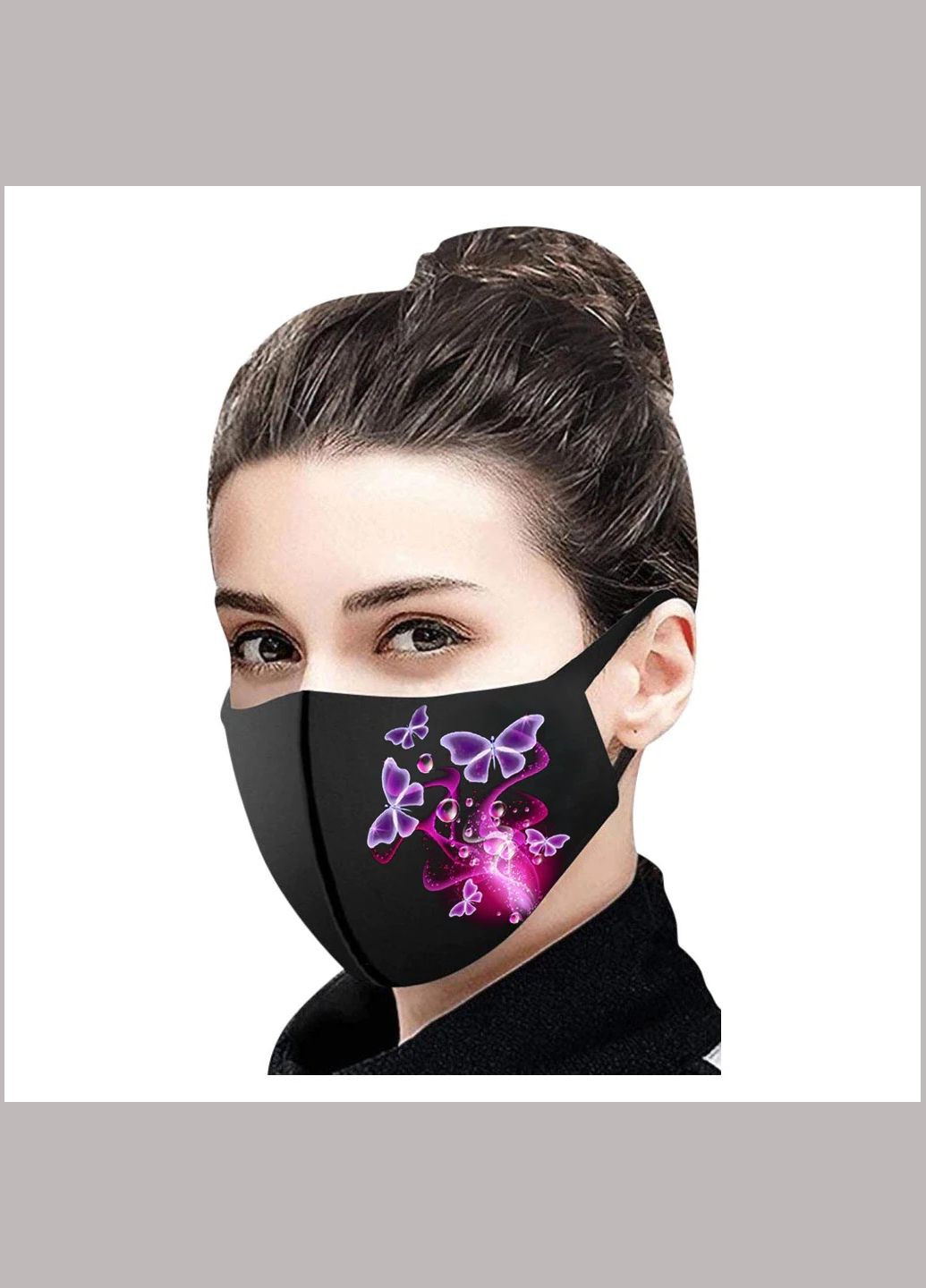 Тканинна маска для обличчя з красивим принтом, що миються, багаторазова маска, легко дихати в ній No Brand (285272301)