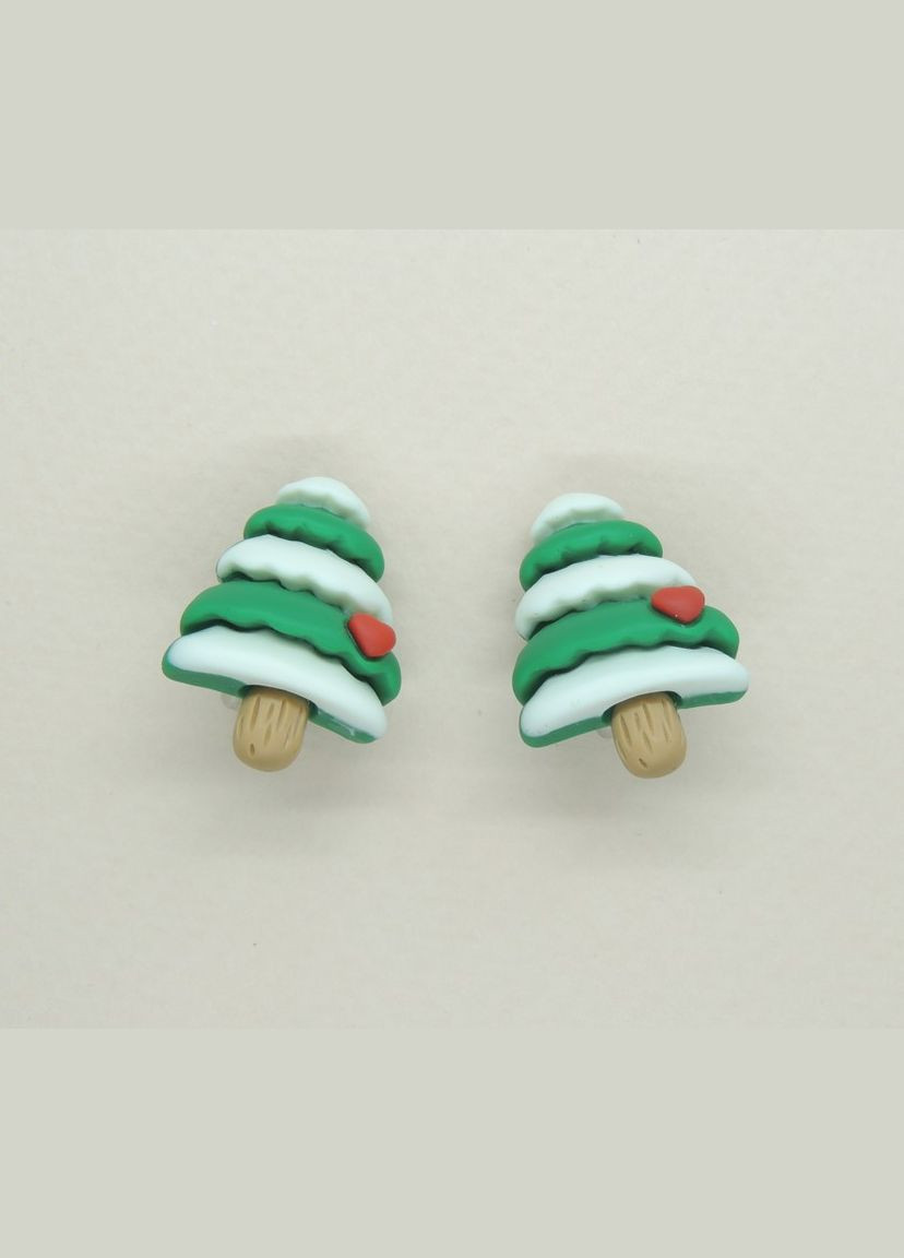 Сережки кліпси дитячі для вух без пробивання Новорічна святкова Ялинка Liresmina Jewelry (289844109)