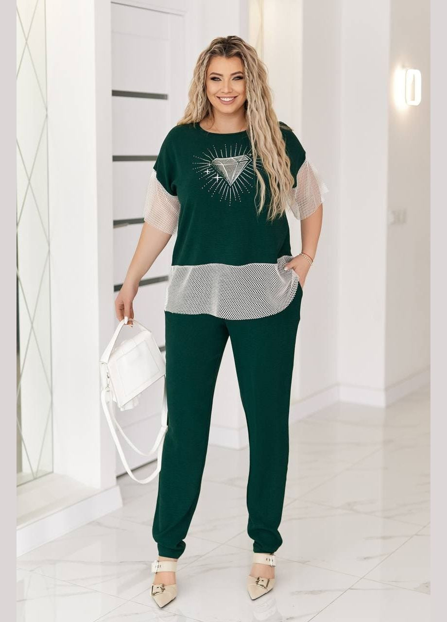 Жіночий костюм двійка з принтом кольору шоколад New Trend (332980544)