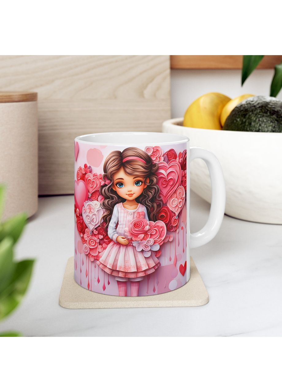 Керамическая чашка с дизайном "Девушка с розами"- 2 No Brand (368671506)