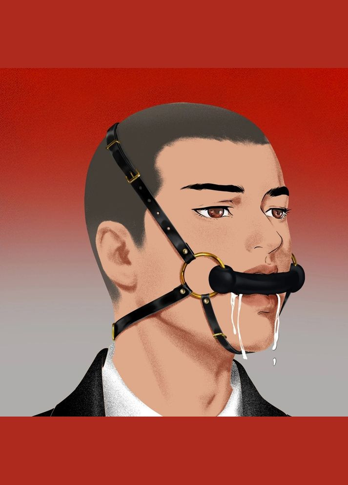 Портупея на голову з кляпом-вуздечкою та ланцюжком, шкіра, чорний UPKO (297441244)