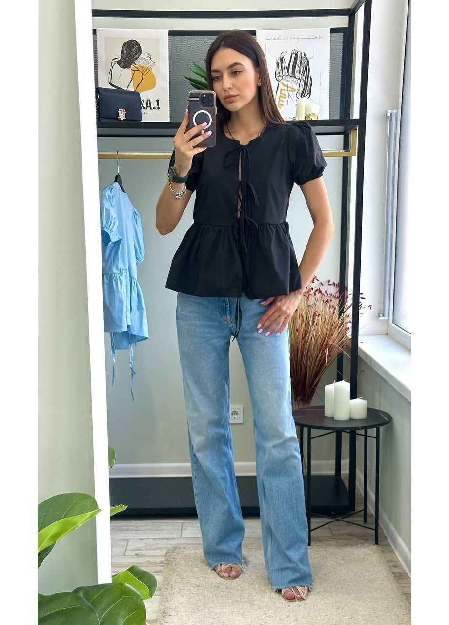 Чёрная женская блузка No Brand