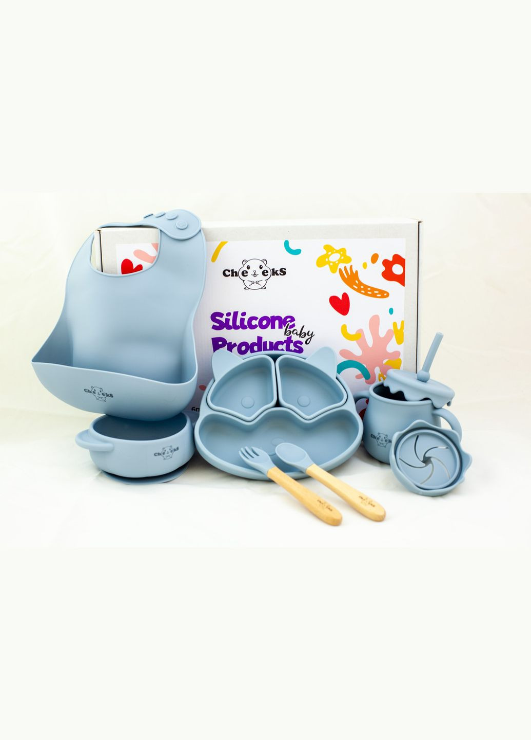 Набор детской силиконовой посуды для прикорма на присосках из пищевого силикона. No Brand (362712337)