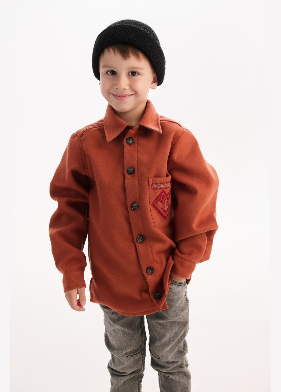 Теракотова кашемірова сорочка для хлопчика "витязь" MEREZHKA візерунок орнамент кашемір (307152840)