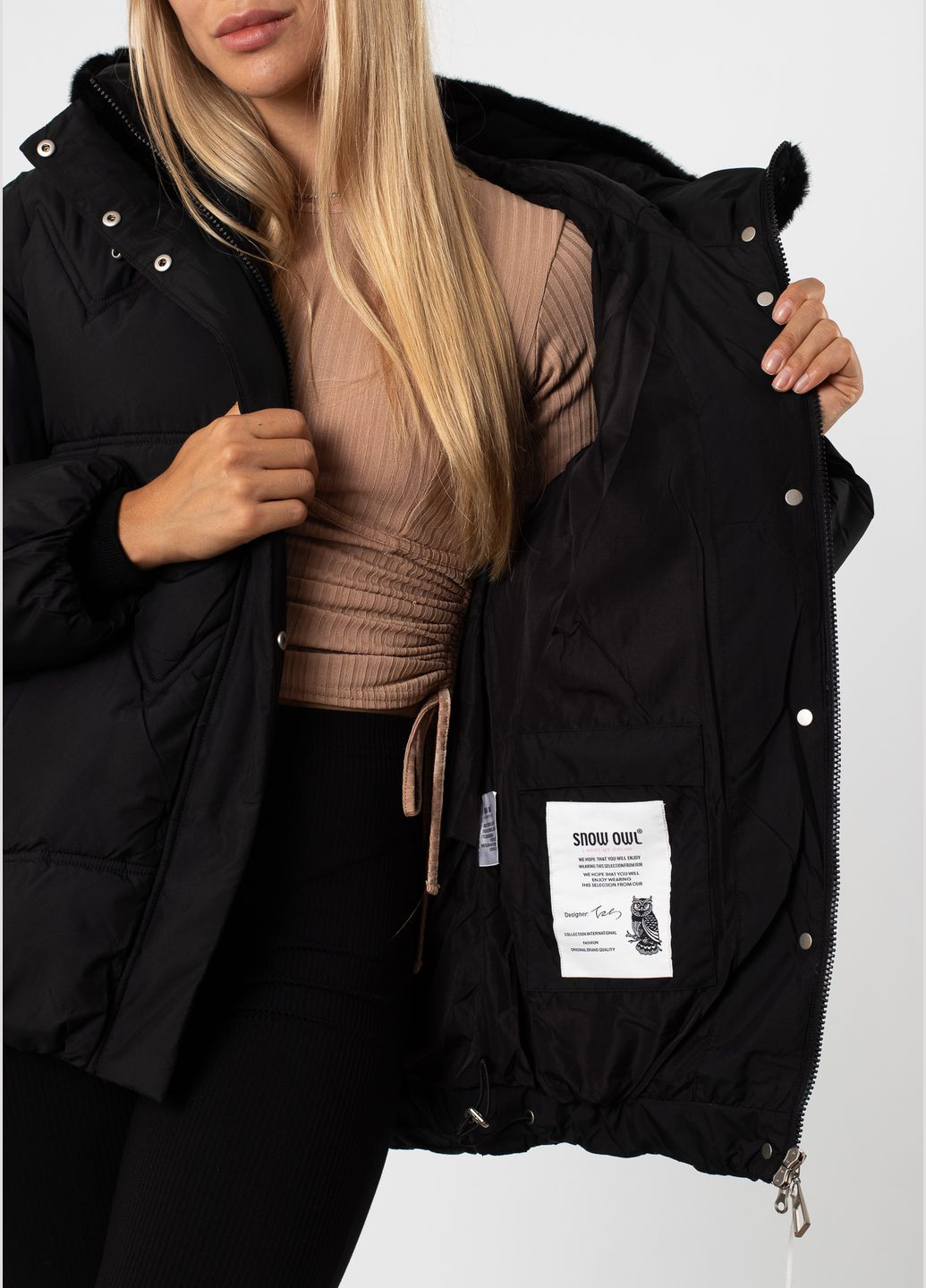Чорний зимній Пуховик Snow Owl