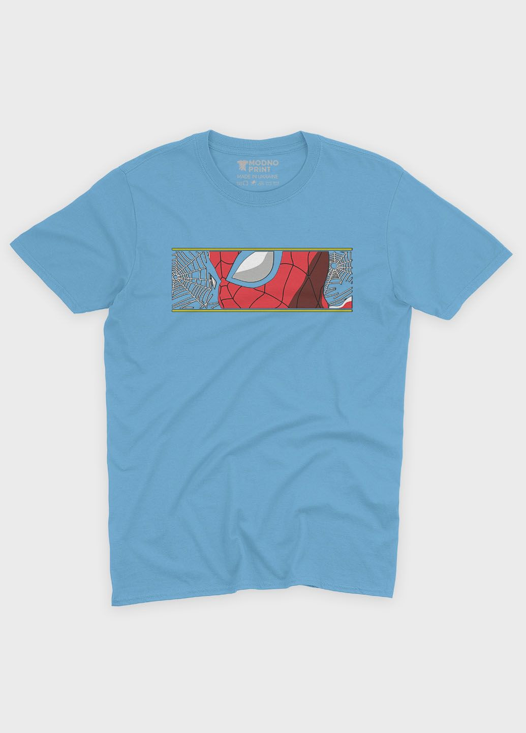 Голубая демисезонная футболка для мальчика с принтом супергероя - человек-паук (ts001-1-lbl-006-014-008-b) Modno