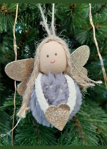 Фігурка новорічна, 9 см, Ангел, текстильний, колір сірий, 4296 Jumi (329407417)