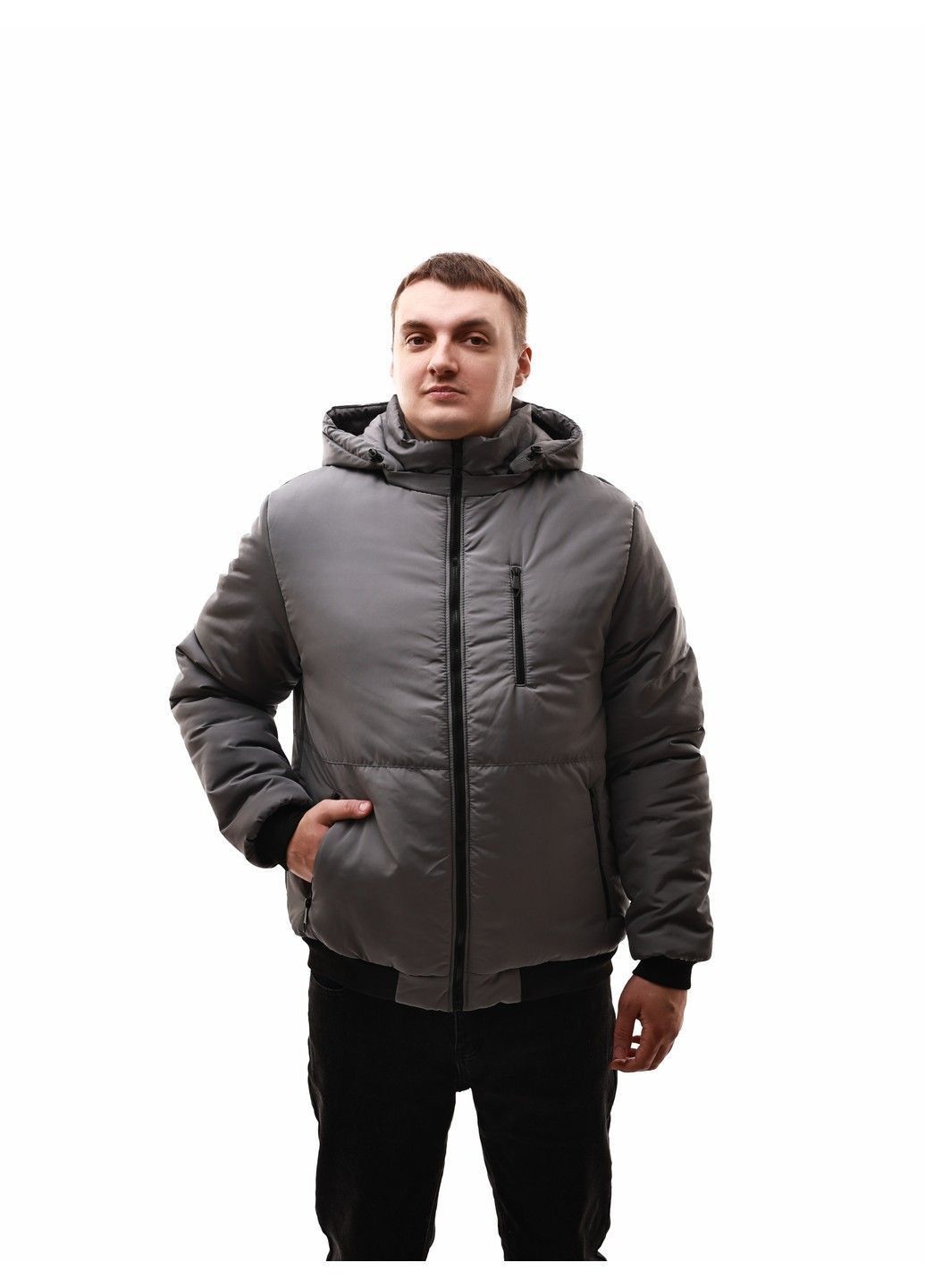 Темно-серая куртка зимняя мужская Sport