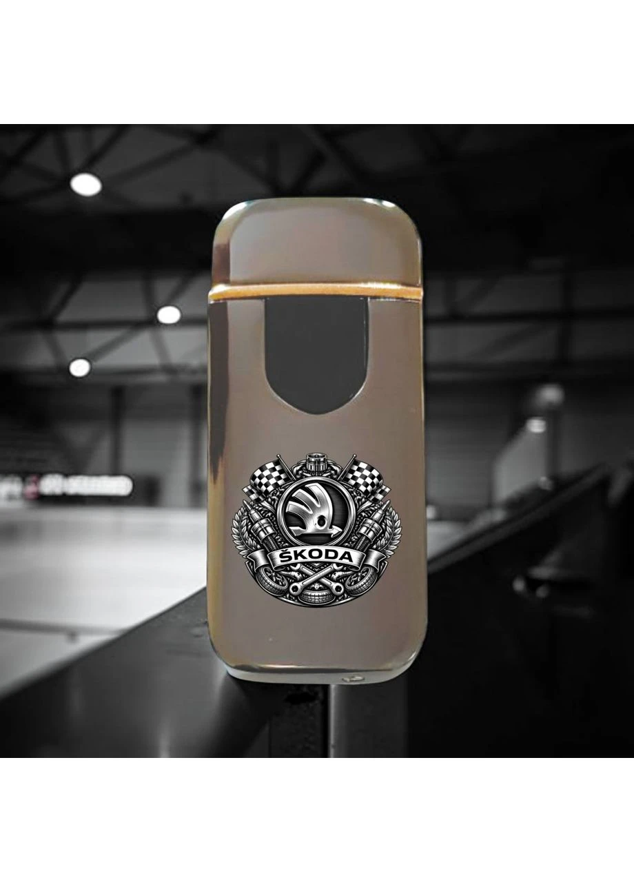 Премиальная электро зажигалка с изображением Skoda - USB спиральная беспламенная в подарочной коробке No Brand (397343456)