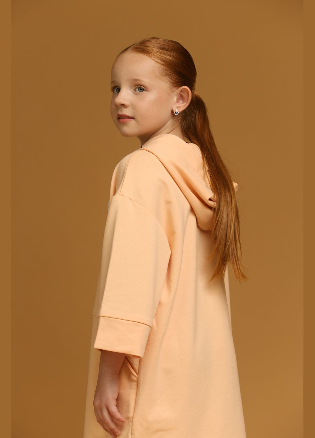 Детское платье-худи для девочки (0045) Персиковый Odri (314963457)