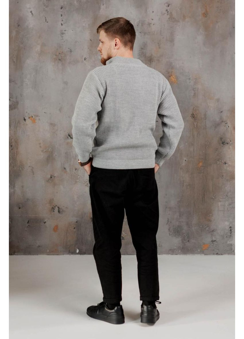 Сірий демісезонний чоловічий светр на блискавці пуловер Art Knit