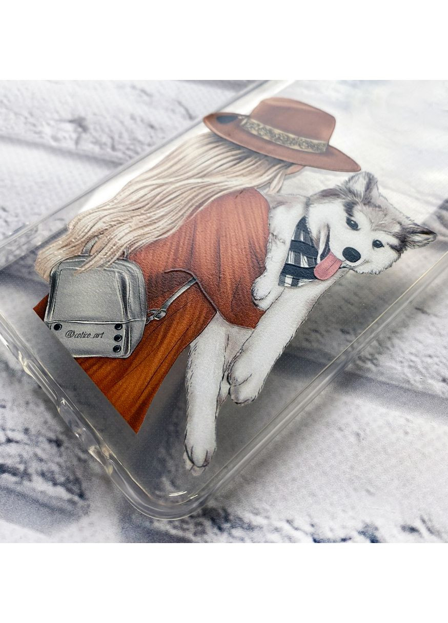 Прозорий чохол на Xiaomi Redmi Note 9 Pro / 9S / 9 Pro Max дизайн Дівчина з песиком принт 115 Creative (359482507)
