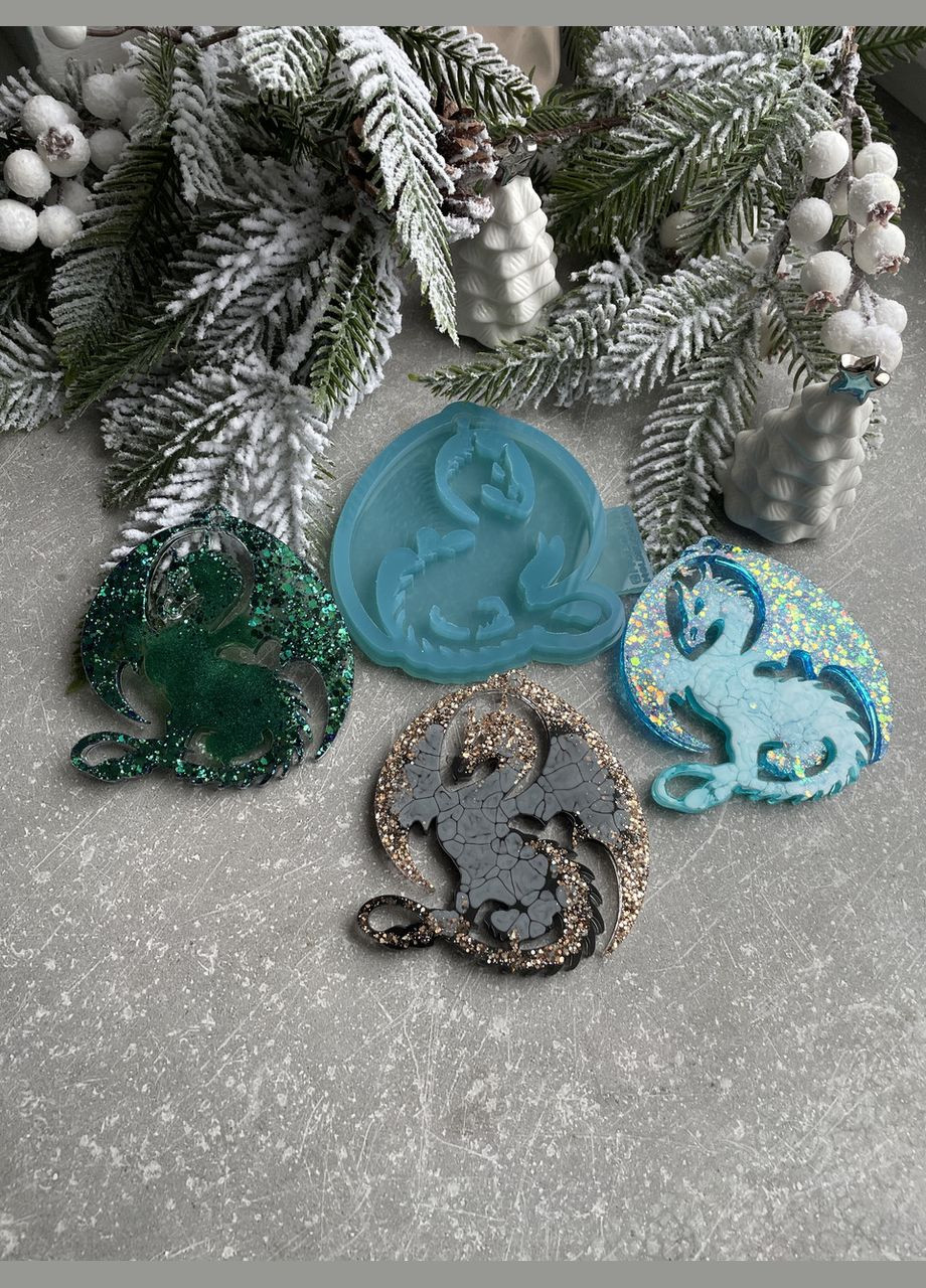 Молд Дракон 1 для новорічних іграшок на ялинку силіконова форма для епоксидної смоли No Brand (370566614)