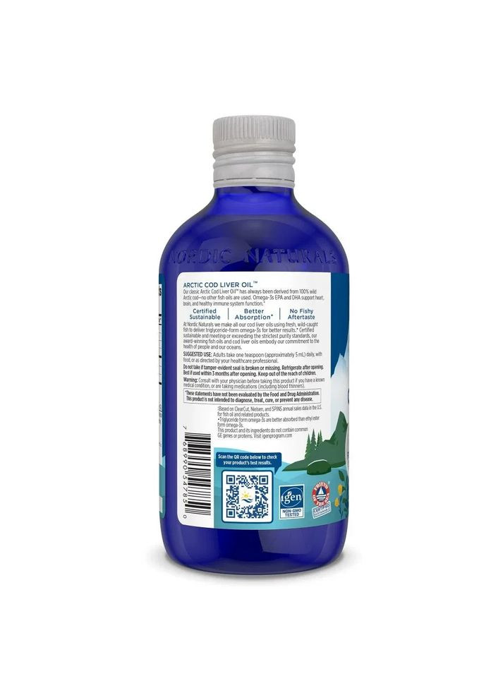 Рыбий жир из печени трески арктический Arctic Cod Liver Oil Апельсин 237 мл Nordic Naturals (361115922)