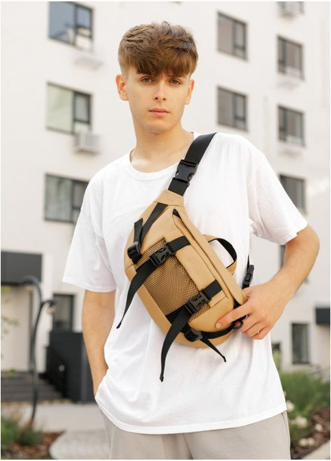 Бананка поясная сумка мужская через плечо с экокожи DynamicDart Бежевый Sambag (302007448)