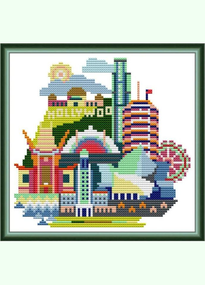 Набір для вишивання за нанесеною на канву схемою "CityscapeLos Angeles". AIDA 14CT printed 21*20 см Joy Sunday (313614234)