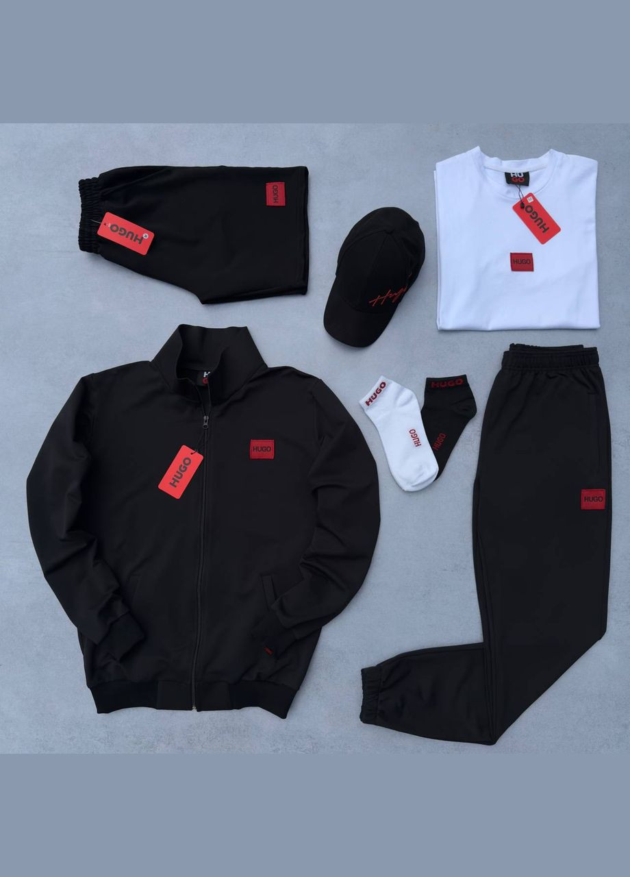 Чорний набір 7 в 1 hugo кофта,штани,футболка,шорти та кепка+ 2 пари шкарпеток,туреччина No Brand
