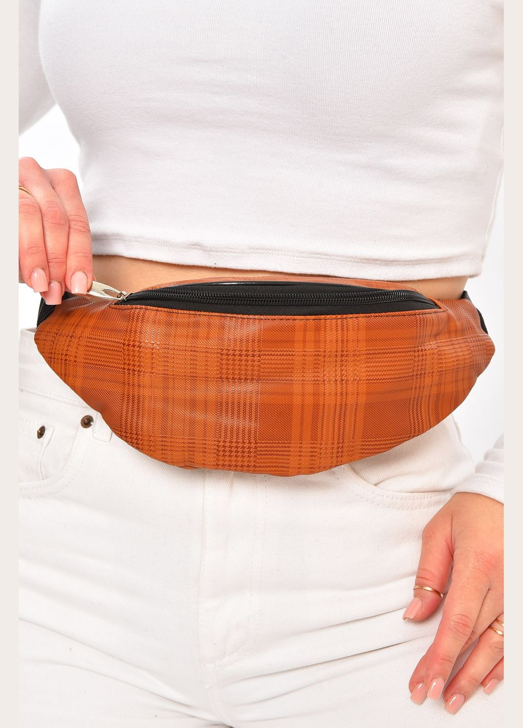 Бананка женская коричневого цвета с принтом Let's Shop (335007408)