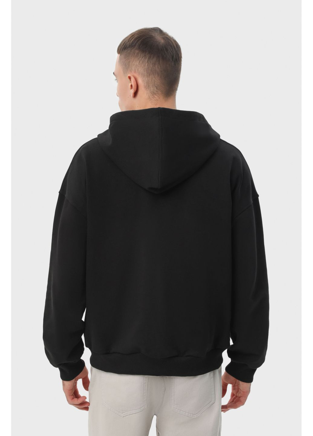 Худі на блискавці чоловіче базове чорне RAY PREMIUM LOOSE (363018317)