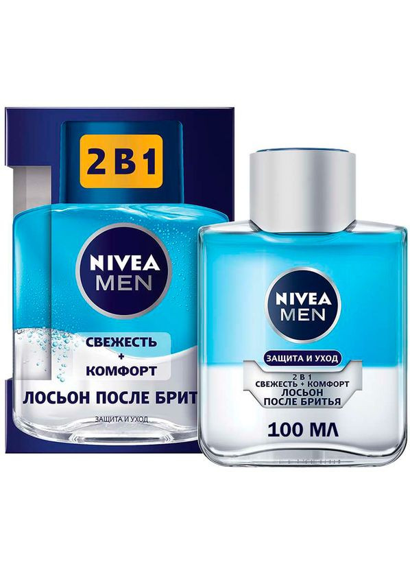 Лосьйон після гоління Men Захист і догляд 2 в 1 Свіжість + комфорт, 100 мл Nivea 88569 (328400048)