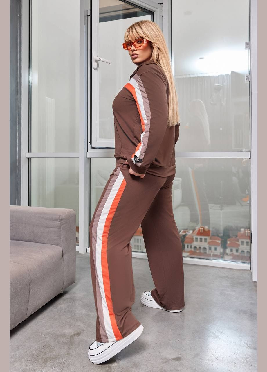 Женский спортивный костюм цвет шоколад- оранж р.50/52 453339 New Trend (286330102)